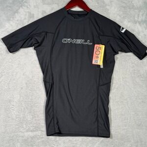 O Neill Rash‎ Guard Mens Small Black Basic Skins Short Sleeve